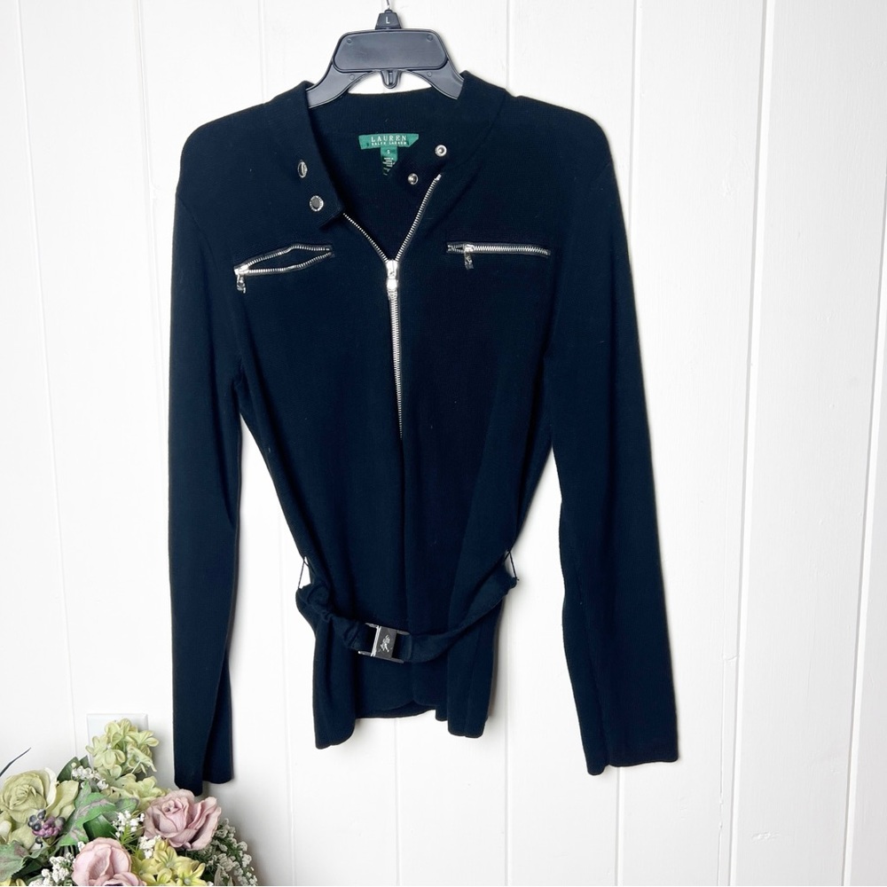 Women’s Ralph Lauren Lake Tahoe Knit Zip Up Black Sweater, New